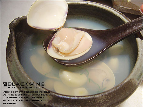 蒜味蛤蜊湯。